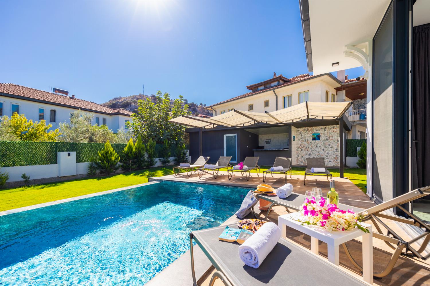 Private pool, terrace, and garden