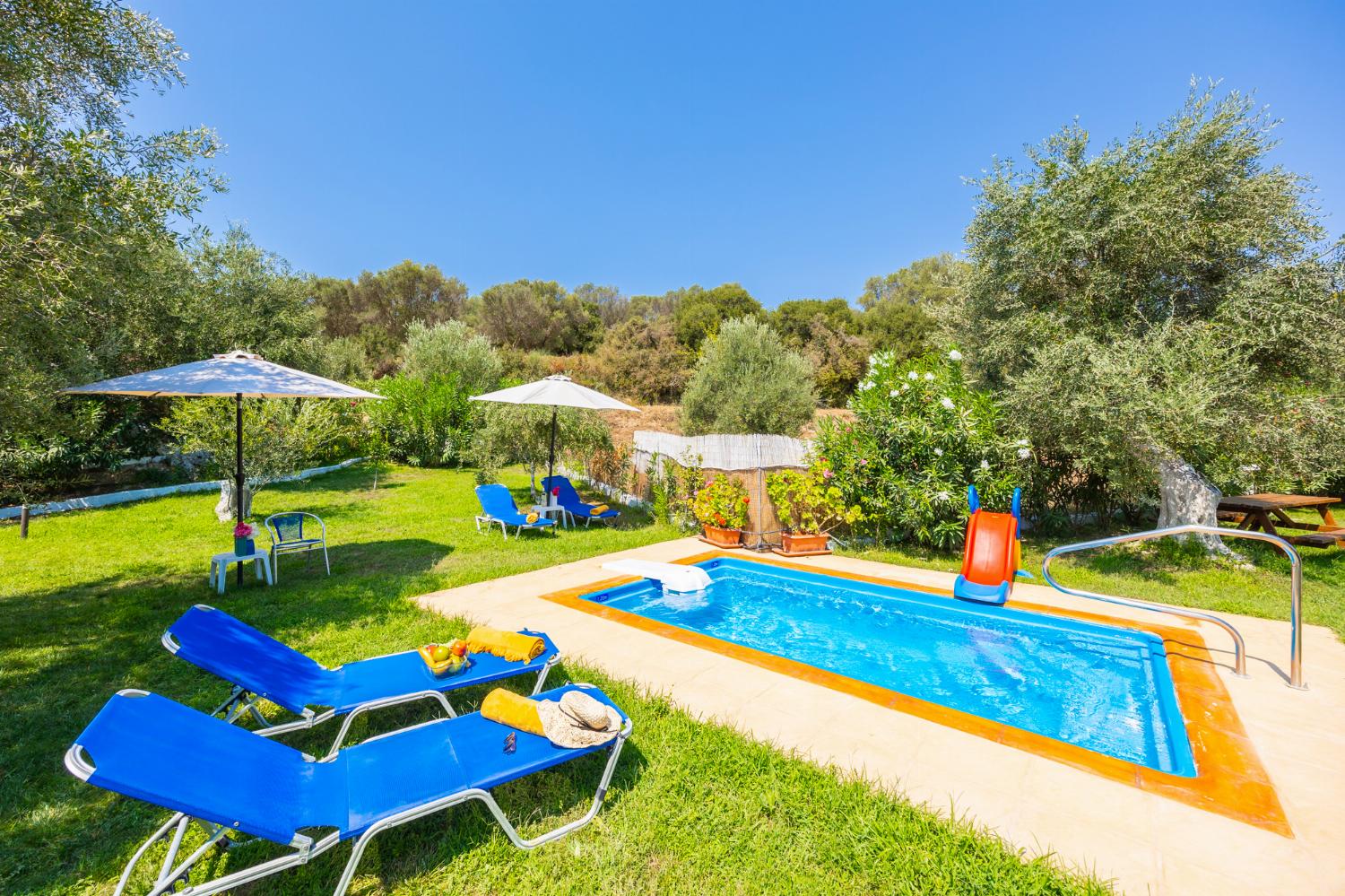 Private pool, terrace, and garden