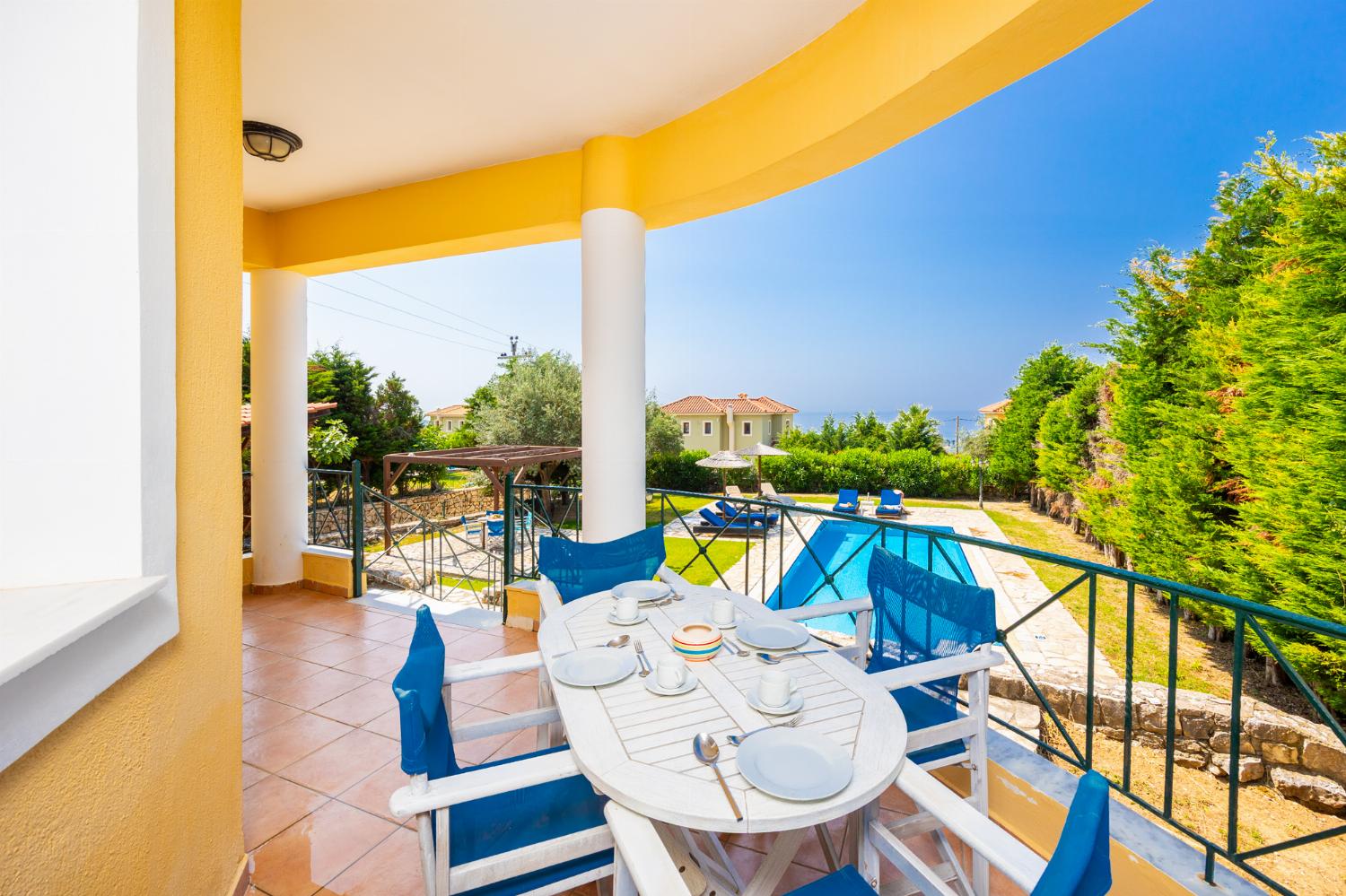 Sheltered terrace area with sea views