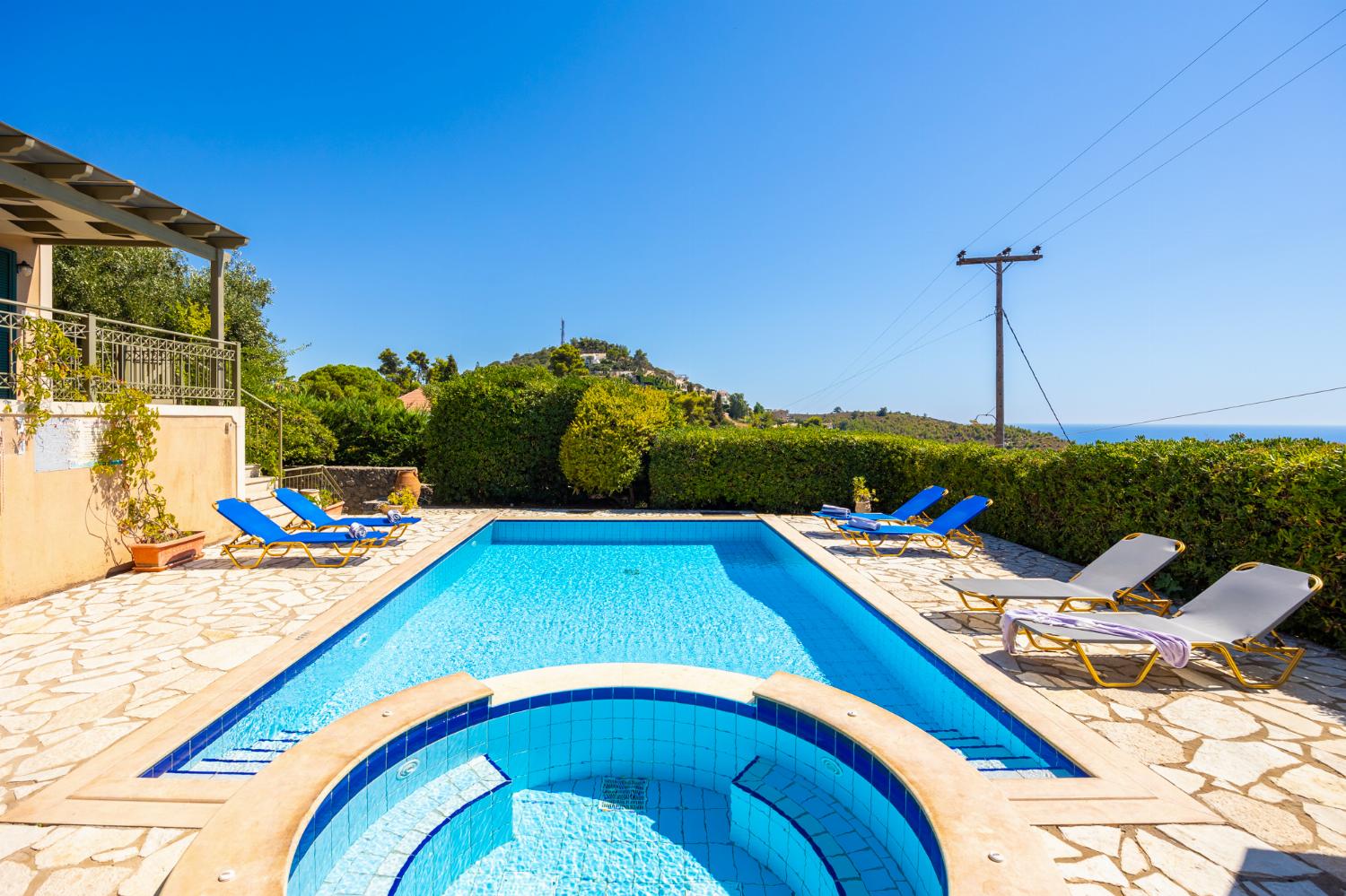 Private pool and terrace with sea views