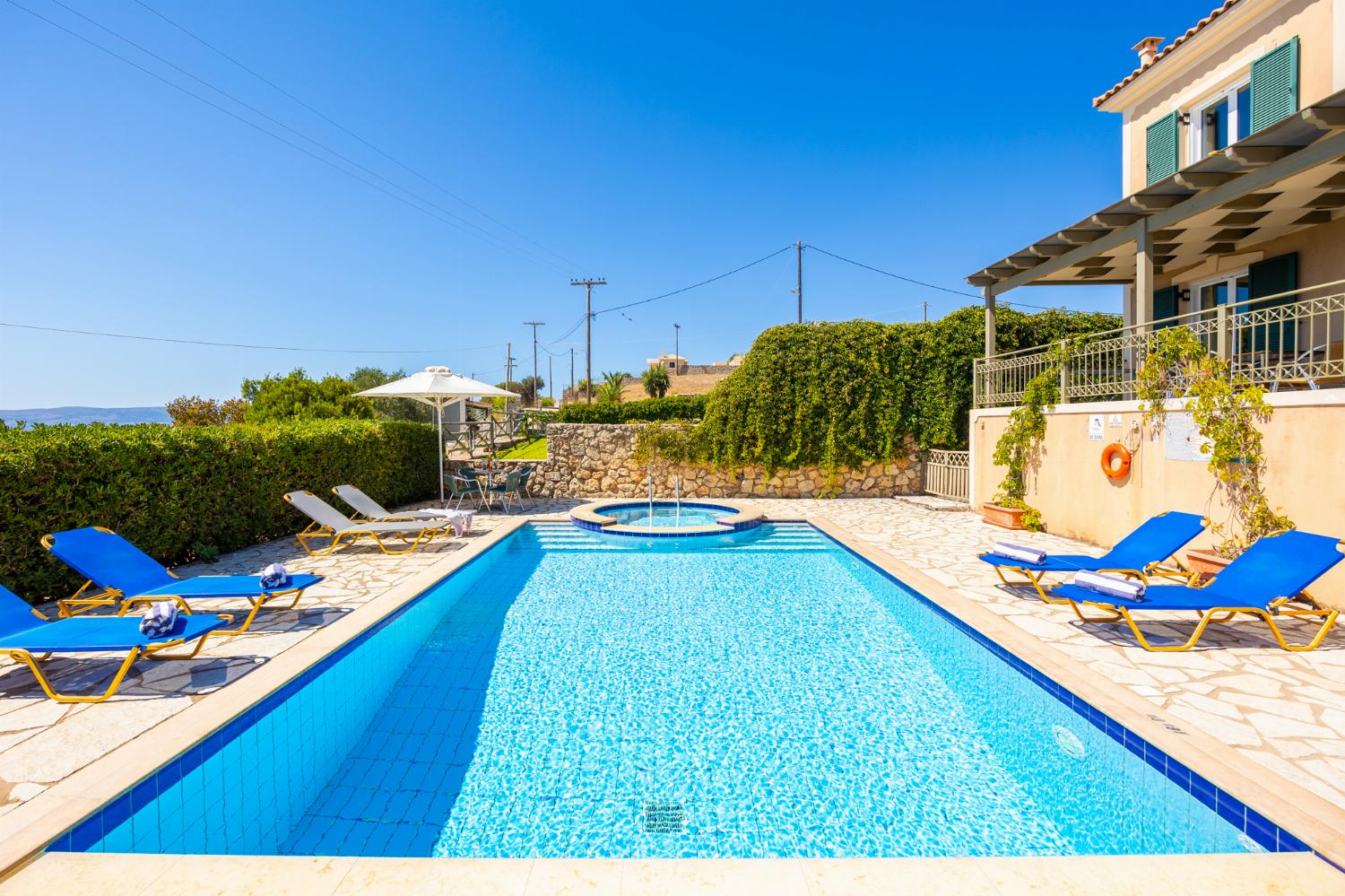 Private pool and terrace with sea views