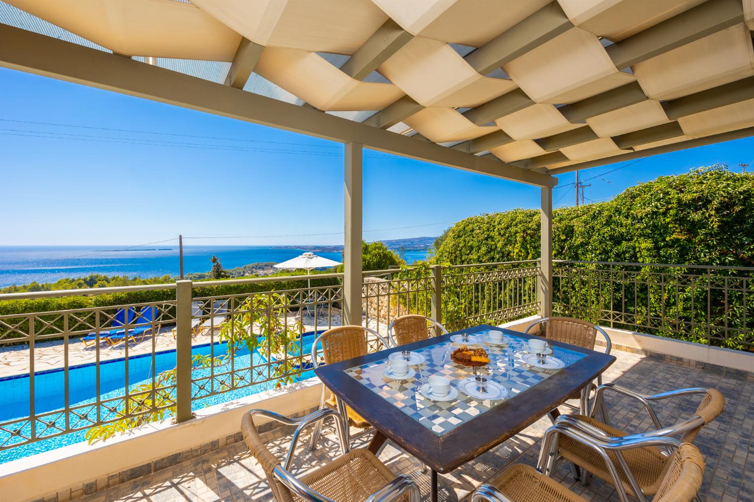 Sheltered terrace area with sea views