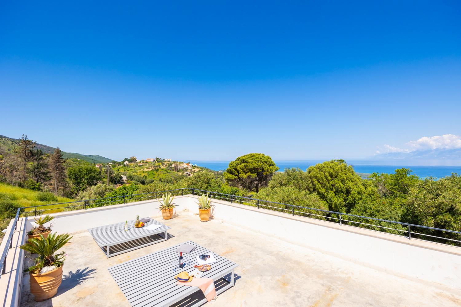 Roof terrace area with sea views