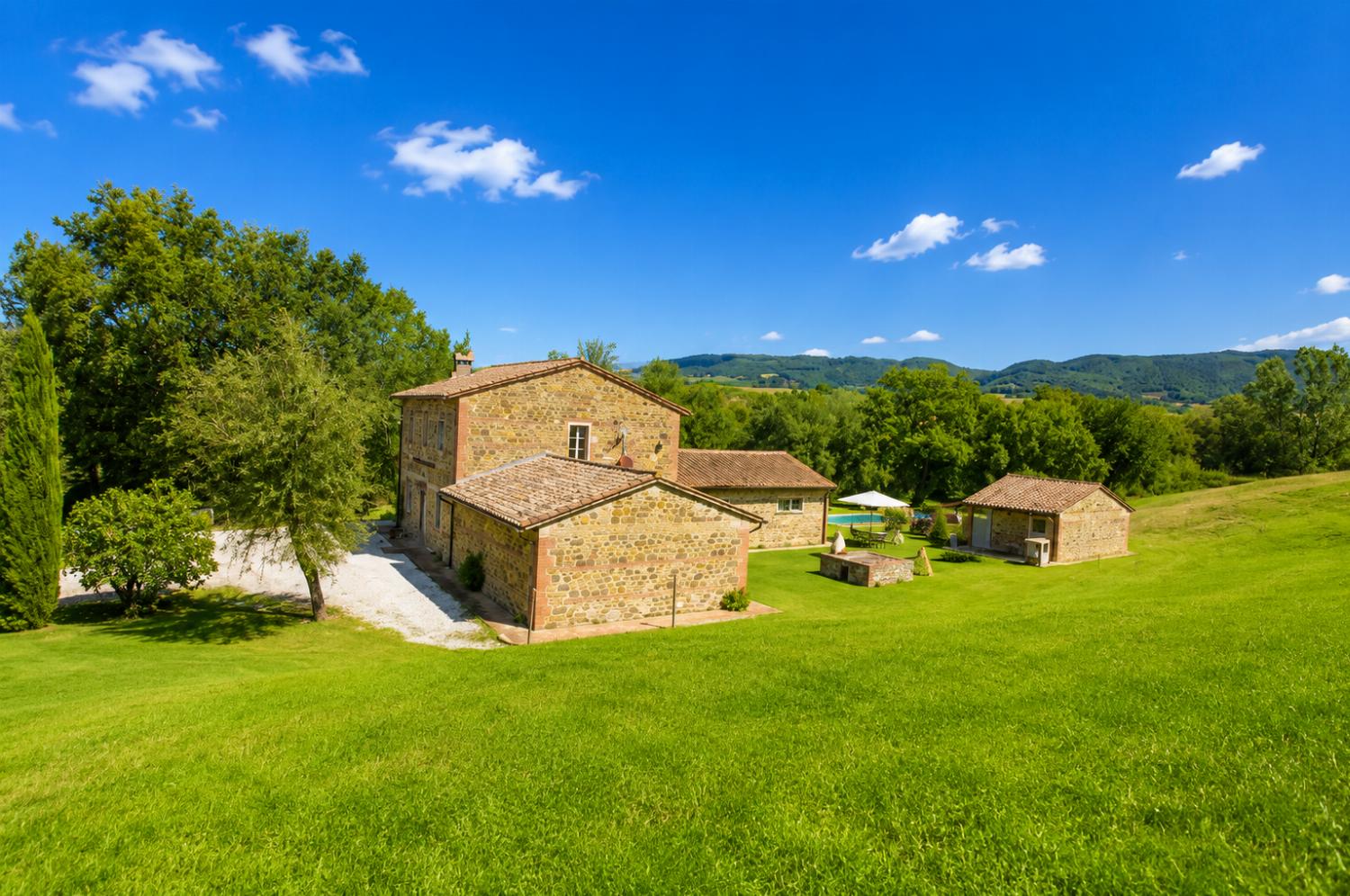 The outdoor area of the villa