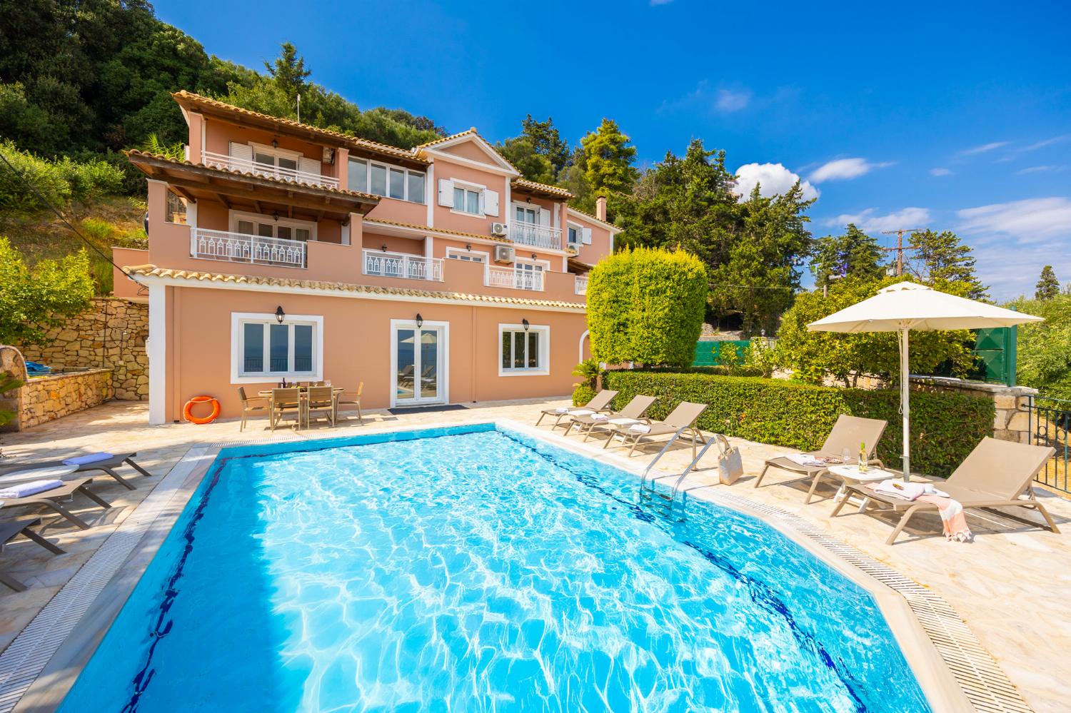 ,Beautiful villa with private pool and terrace with sea views