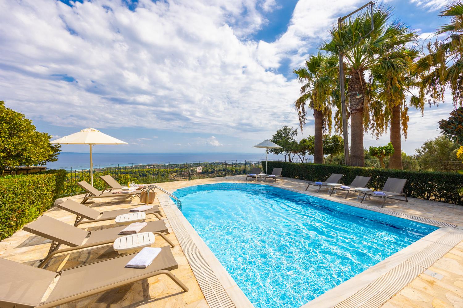 Private pool and terrace with sea views