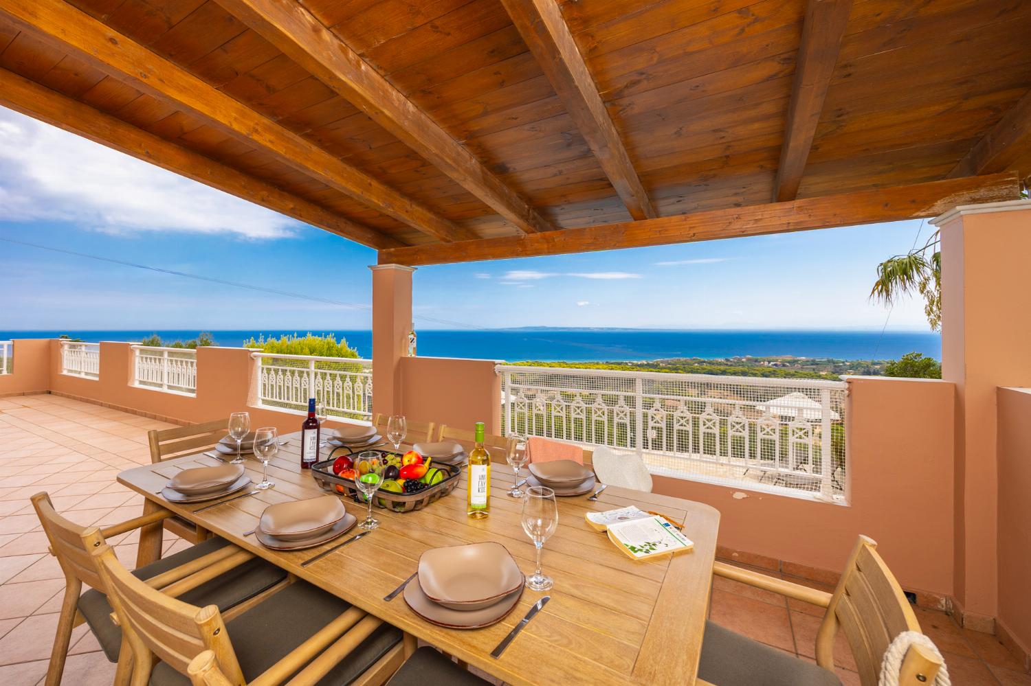 Sheltered terrace area with sea views