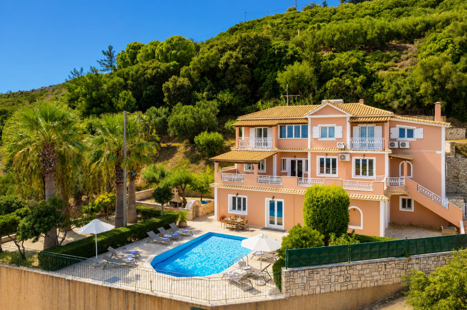 ,Beautiful villa with private pool and terrace with sea views