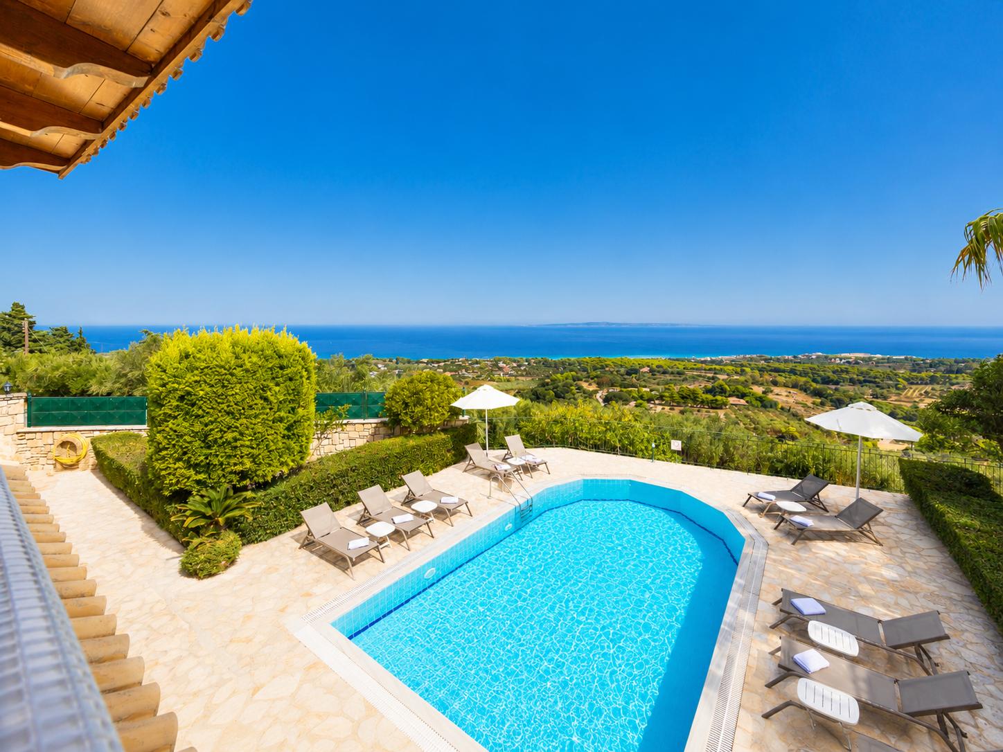 Private pool and terrace with sea views