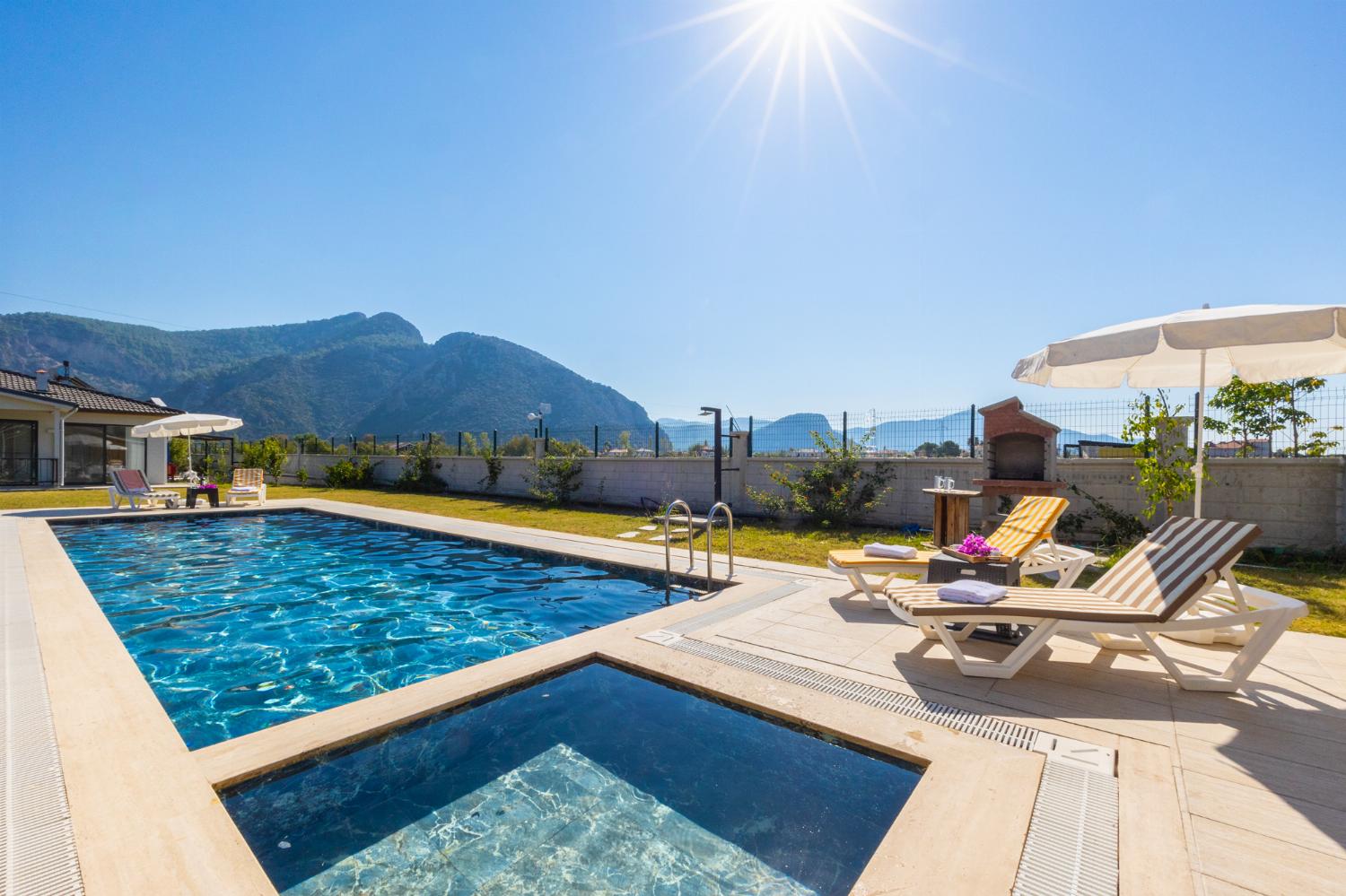 Private pool, terrace, and garden