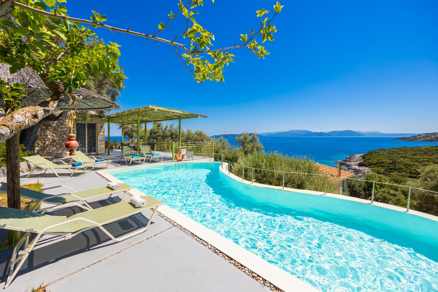 Private pool and terrace with sea views