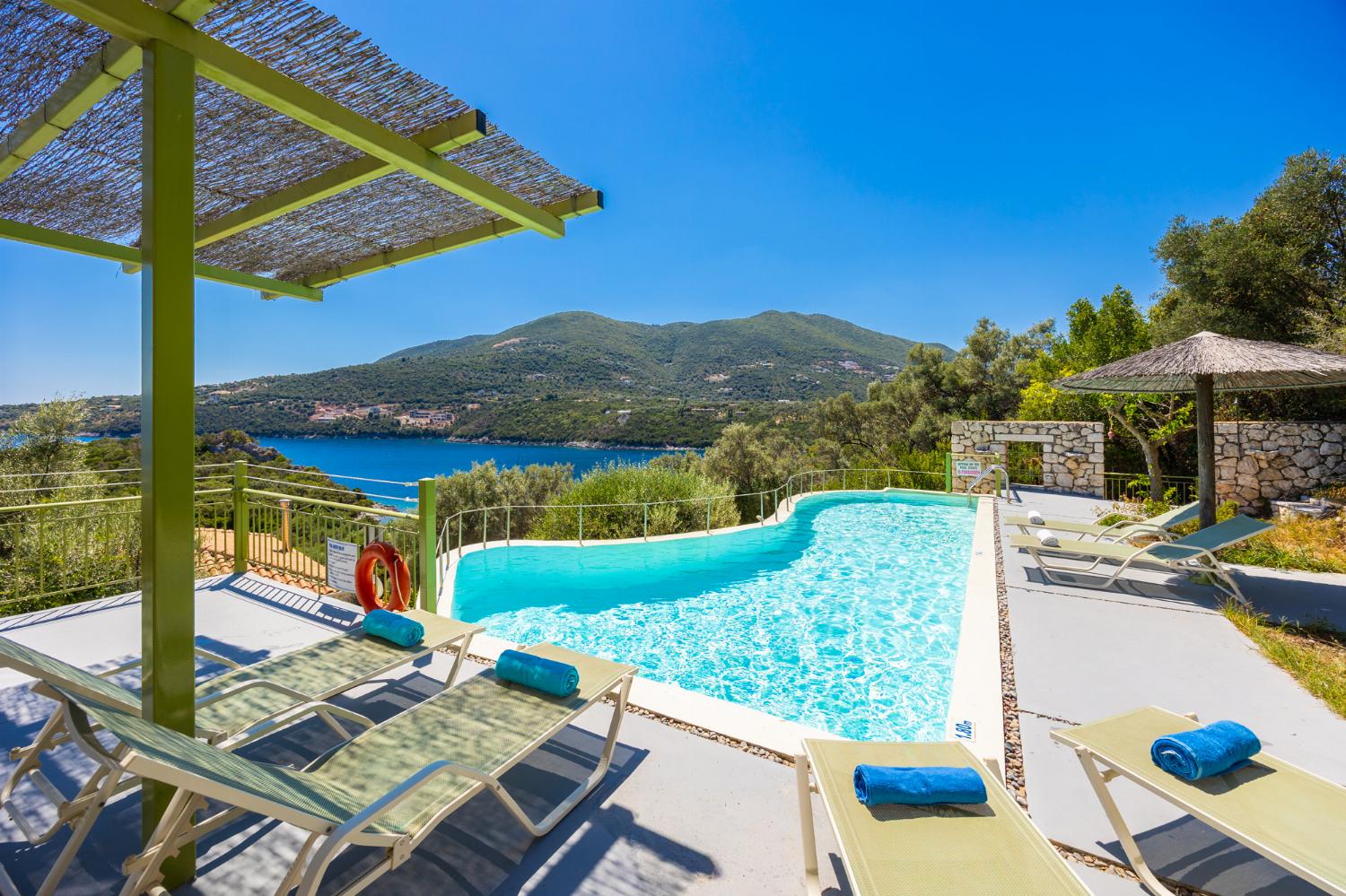 Private pool and terrace with sea views