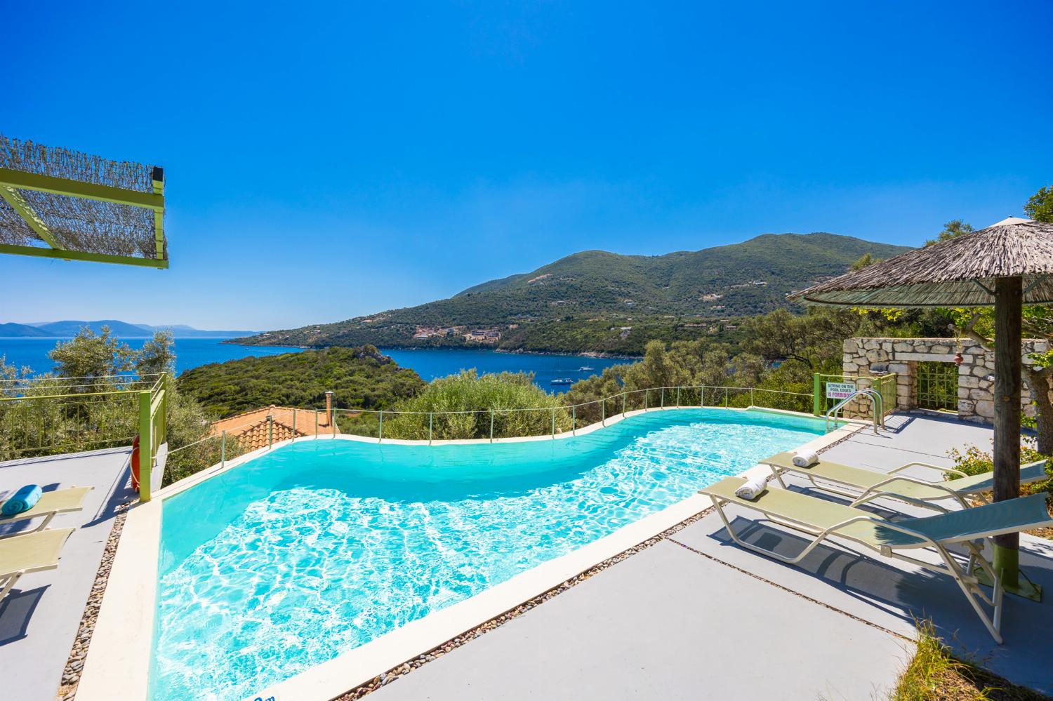 Private pool and terrace with sea views