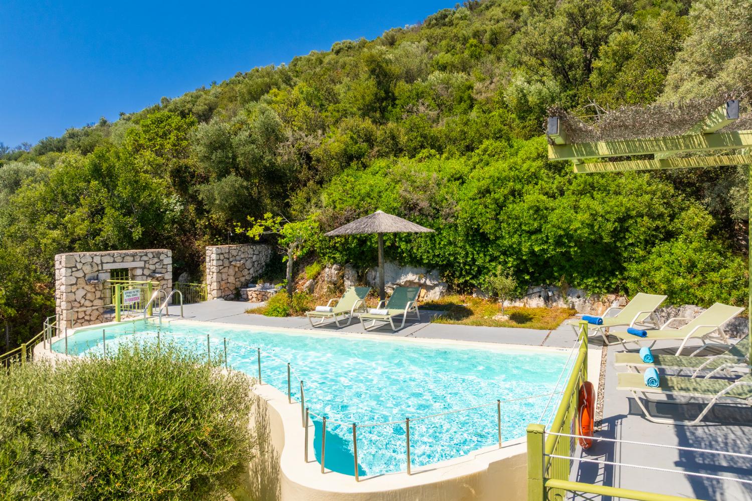 Private pool and terrace with sea views