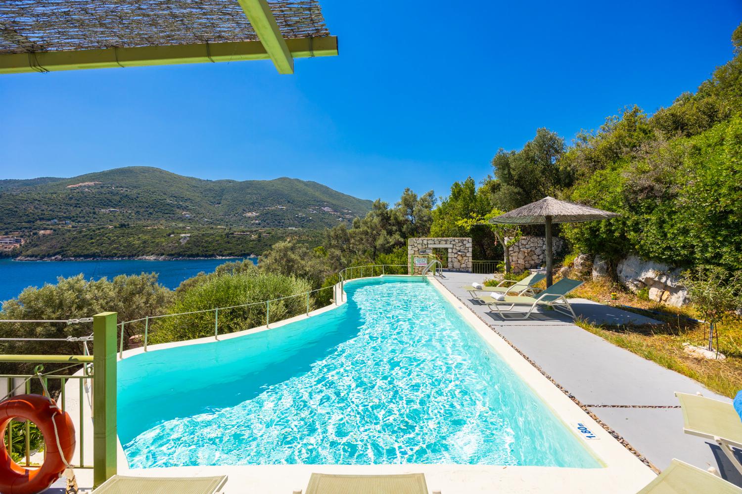 Private pool and terrace with sea views