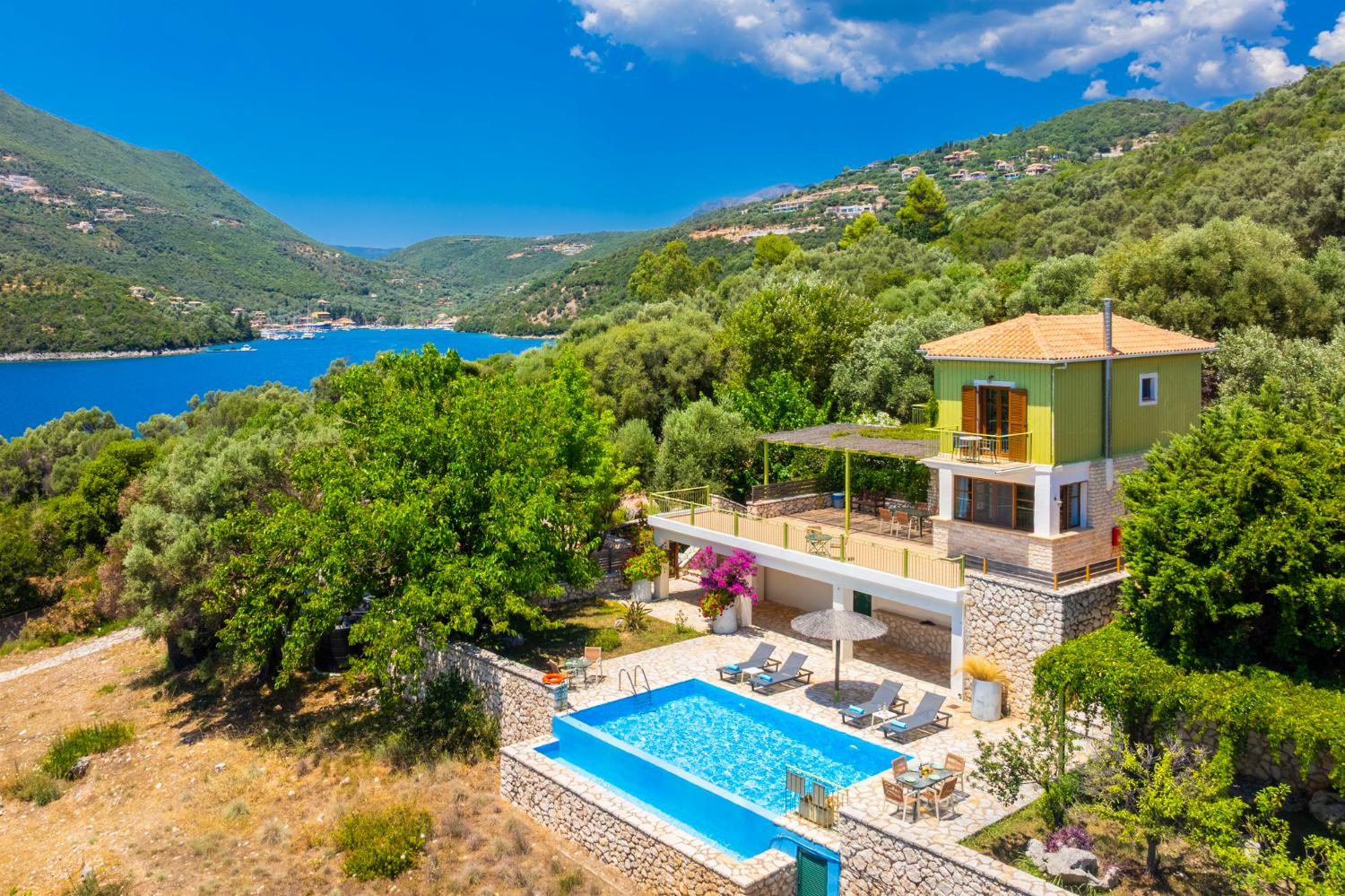 ,Beautiful villa with private pool and terrace with sea views