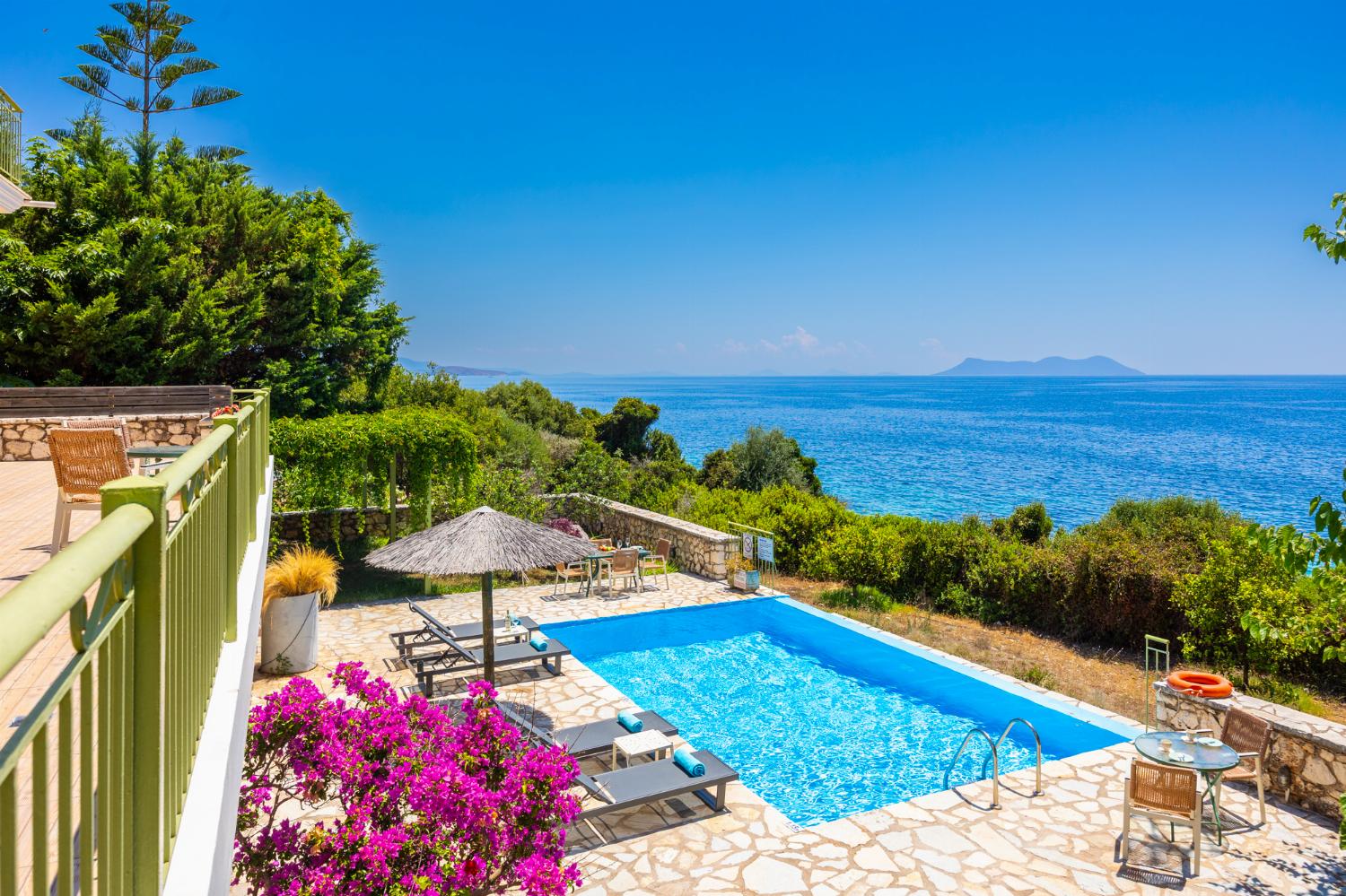 Private pool and terrace with sea views