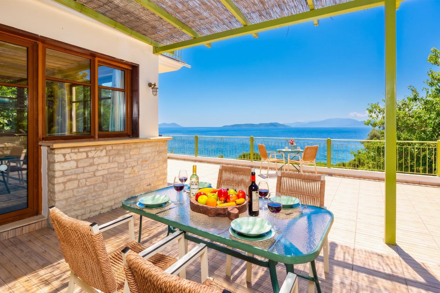 Sheltered terrace area with sea views