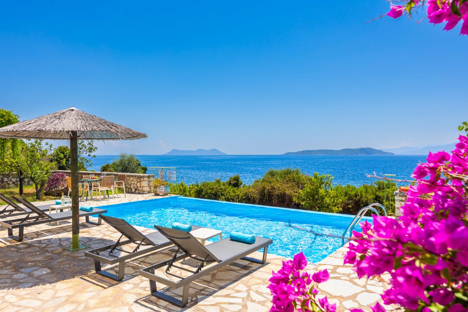 Private pool and terrace with sea views