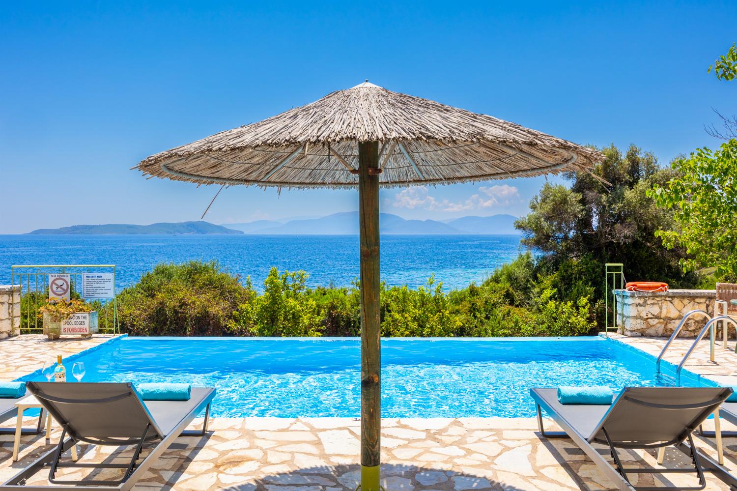 Private pool and terrace with sea views