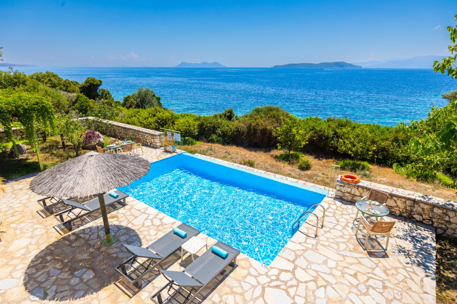Private pool and terrace with sea views