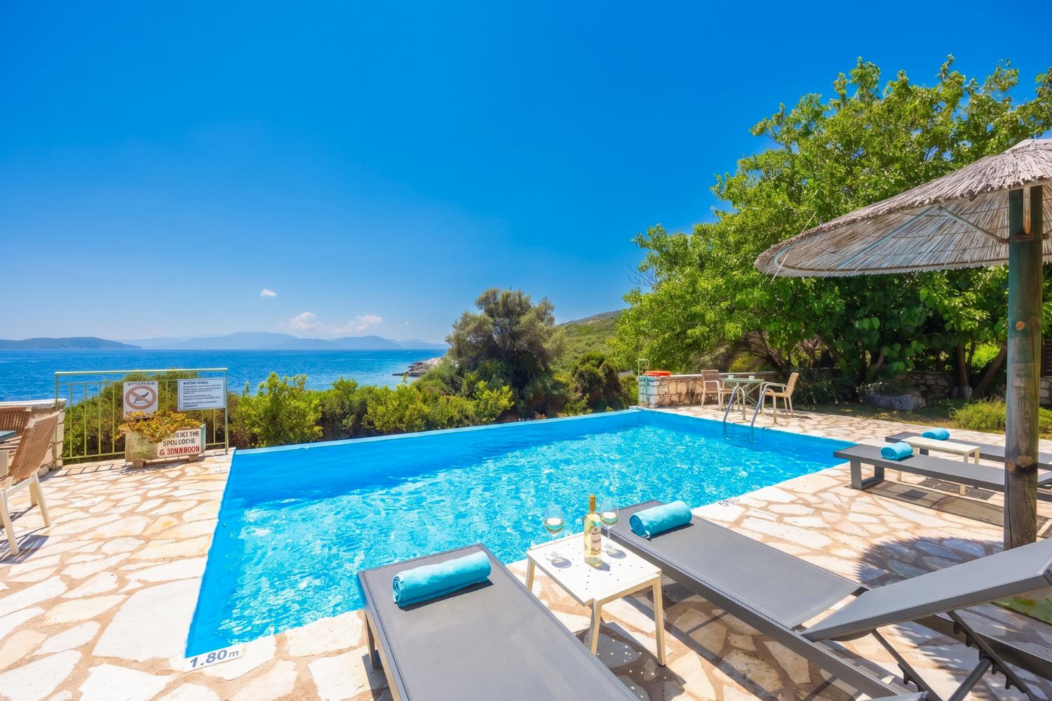 Private pool and terrace with sea views