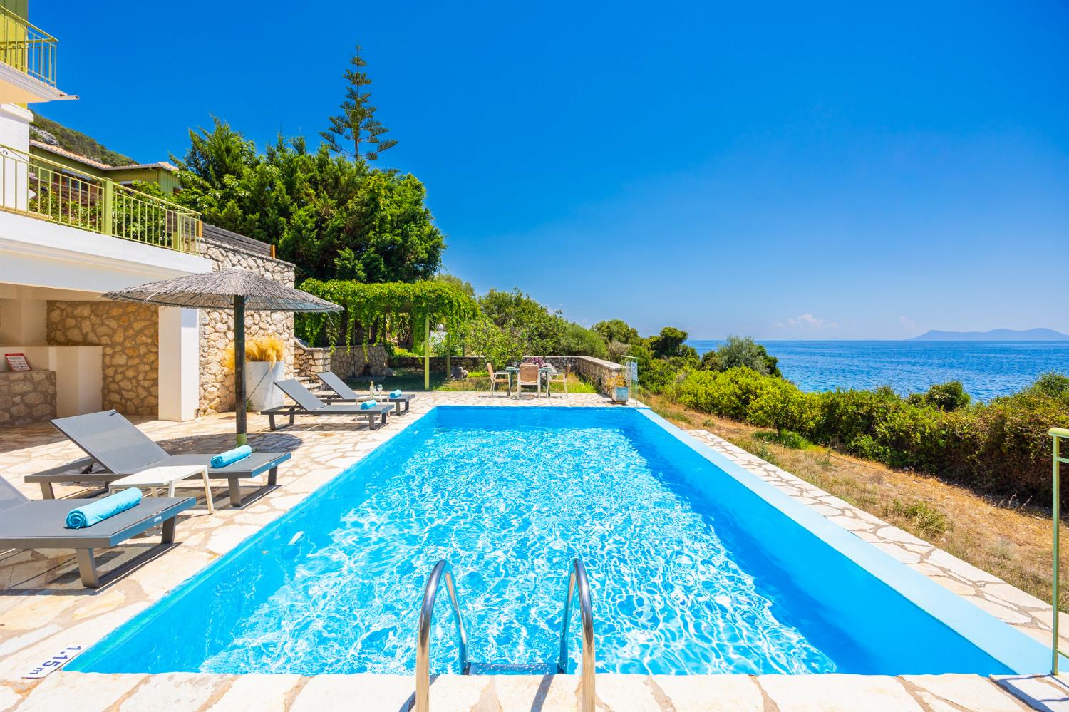 Private pool and terrace with sea views