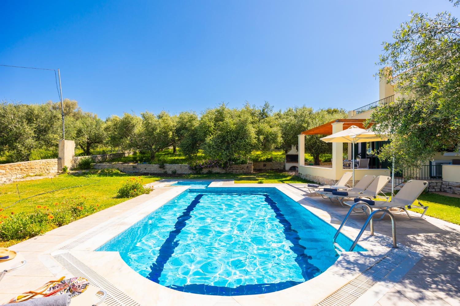 Private pool and terrace with sea views