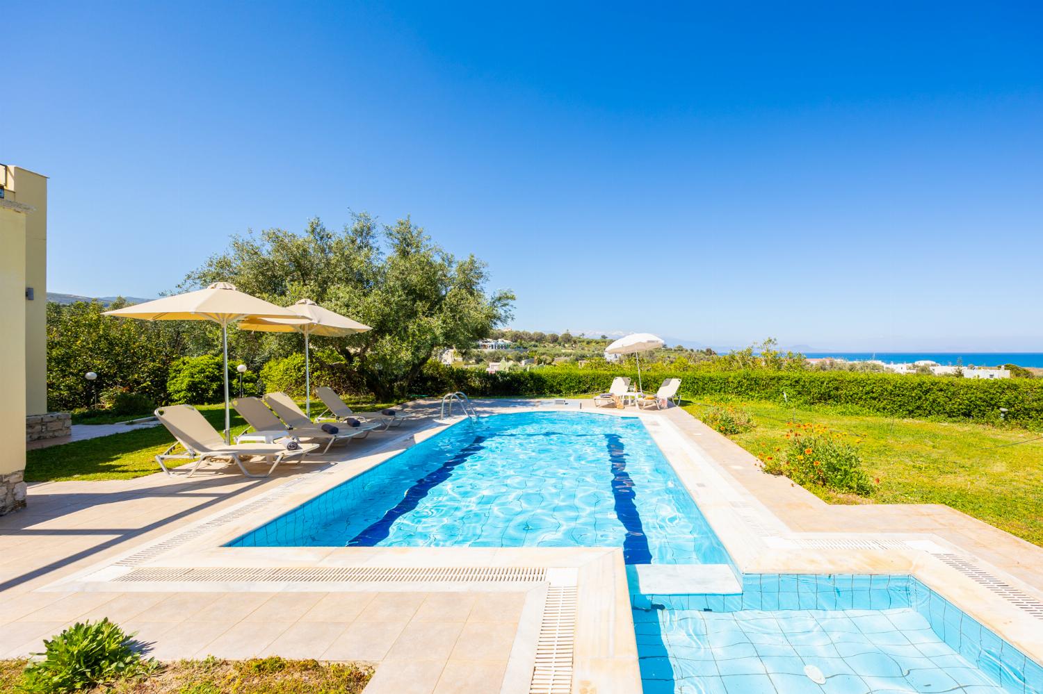 Private pool and terrace with sea views