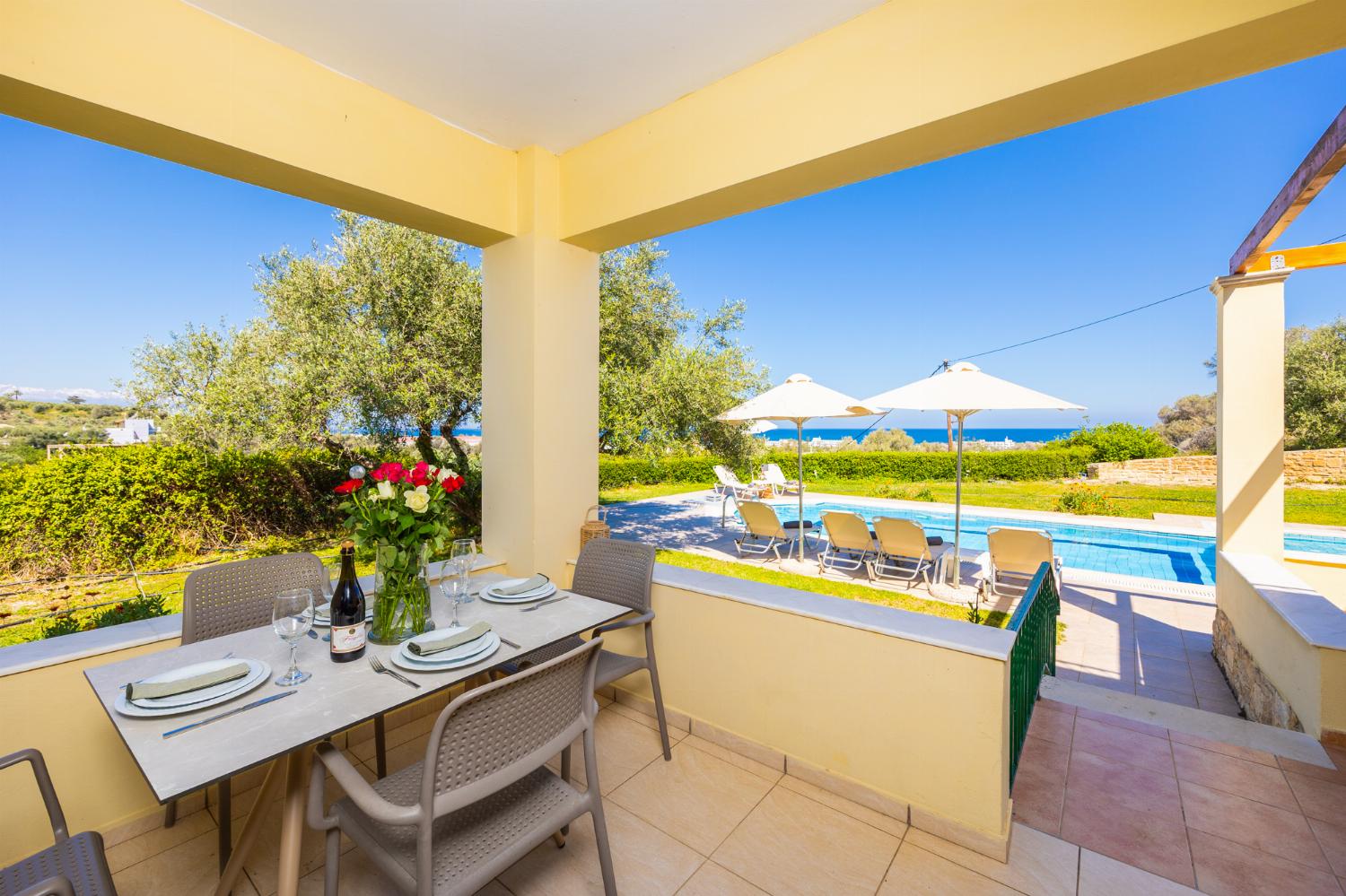 Sheltered terrace area with sea views