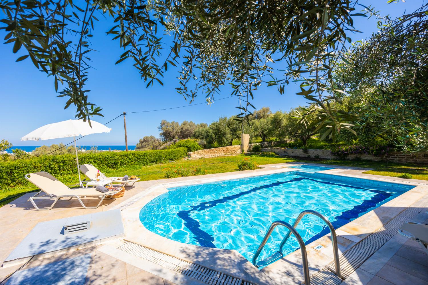 Private pool and terrace with sea views