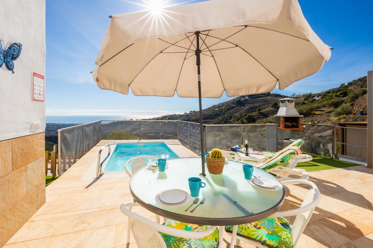 Private pool and terrace with sea views