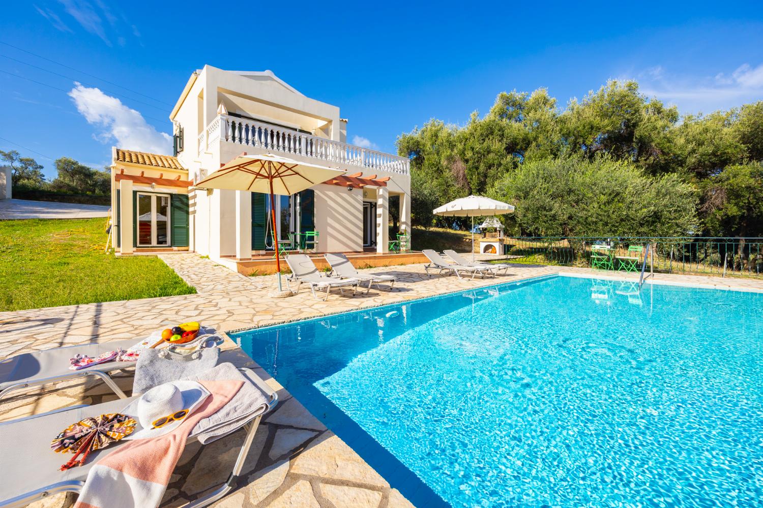 ,Beautiful villa with private pool and terrace with sea views