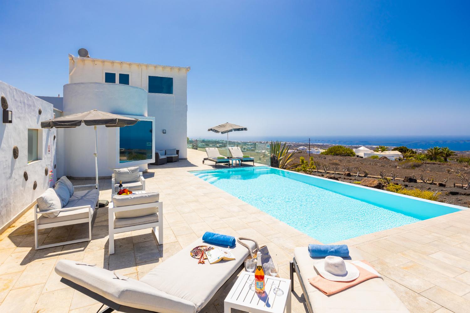 Beautiful villa with private pool, terrace, and garden with panoramic sea views
