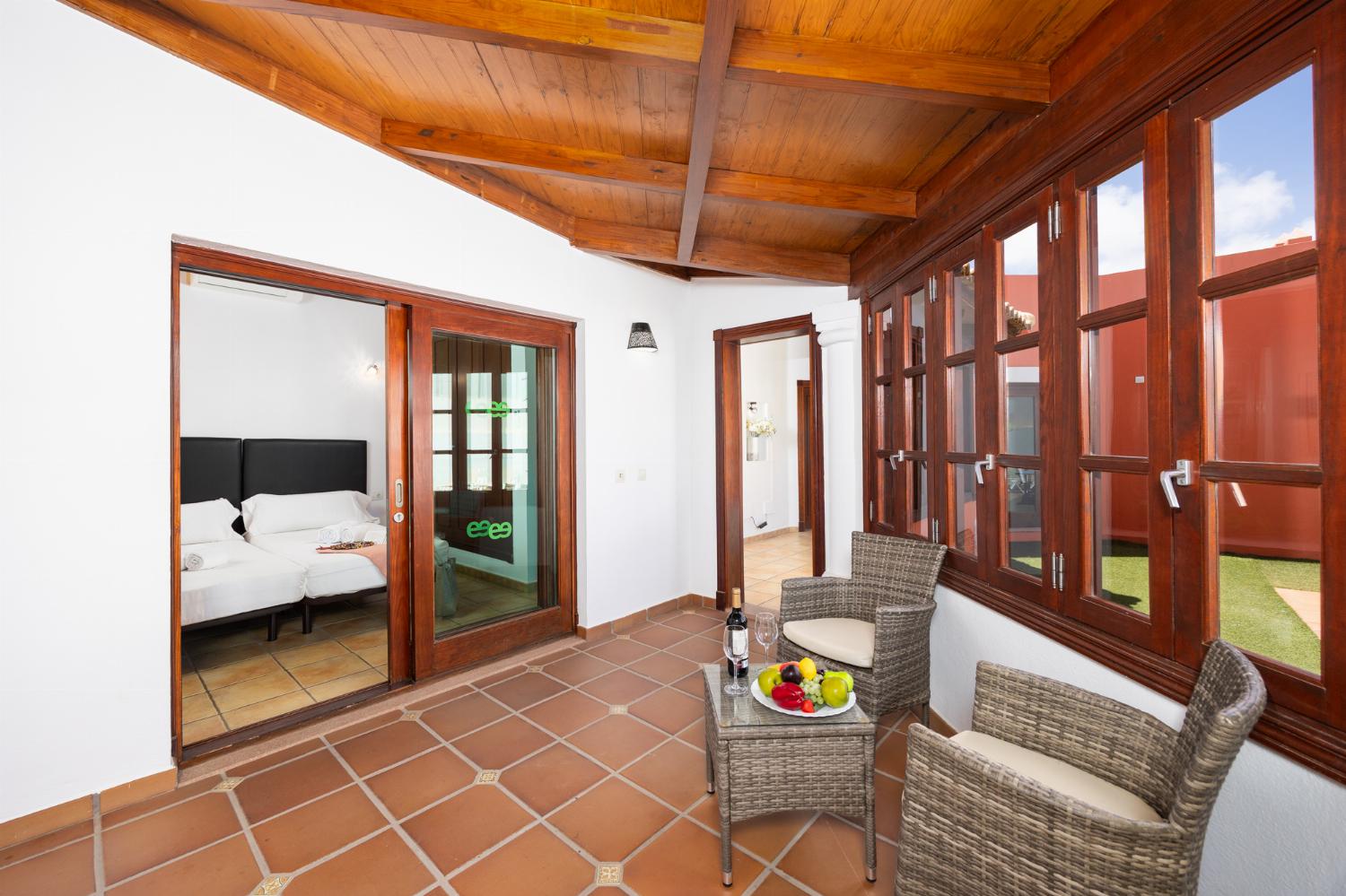 Hallway with seating area