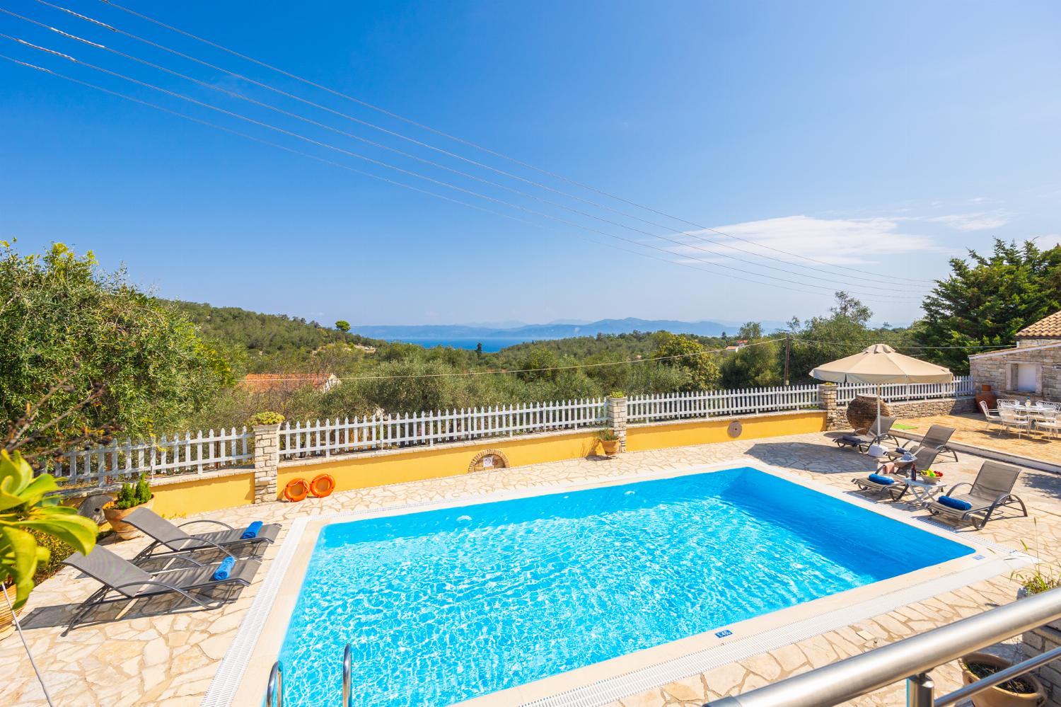 Private pool and terrace with sea views