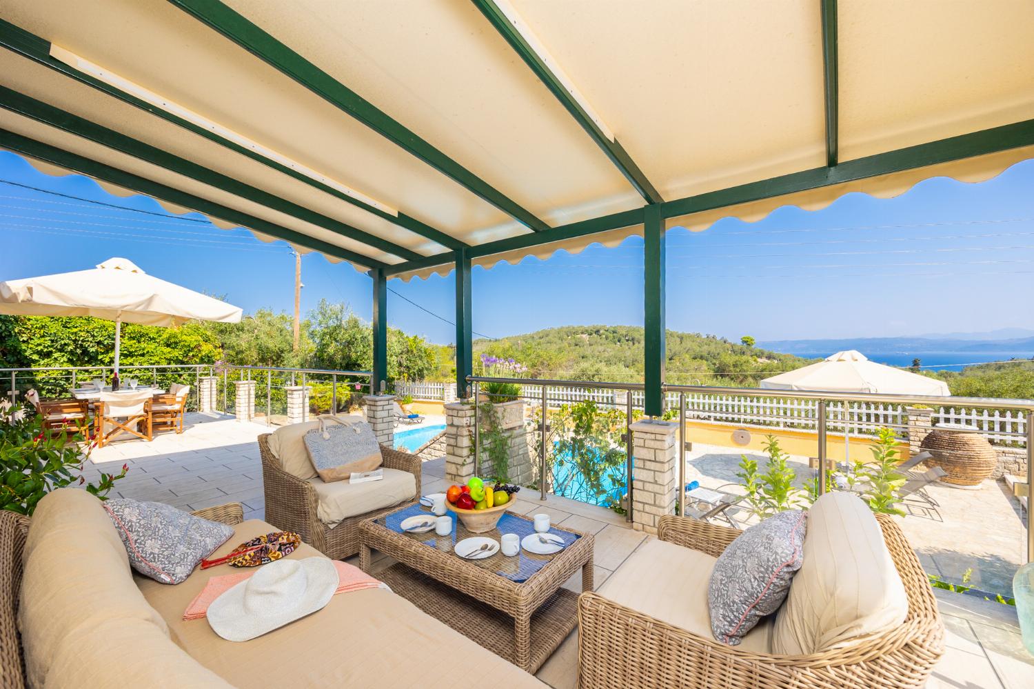 Sheltered terrace area with sea views