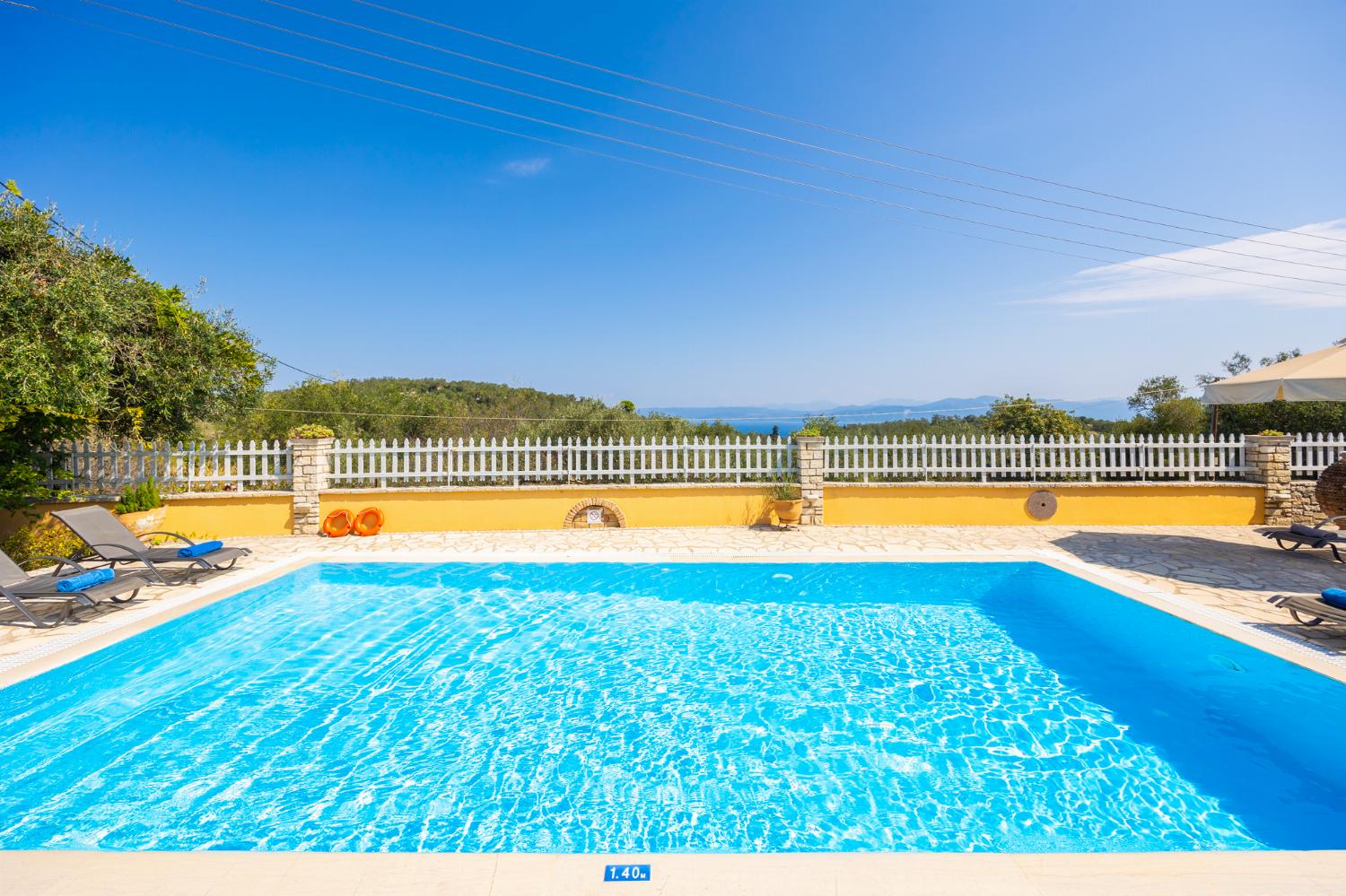 Private pool and terrace with sea views