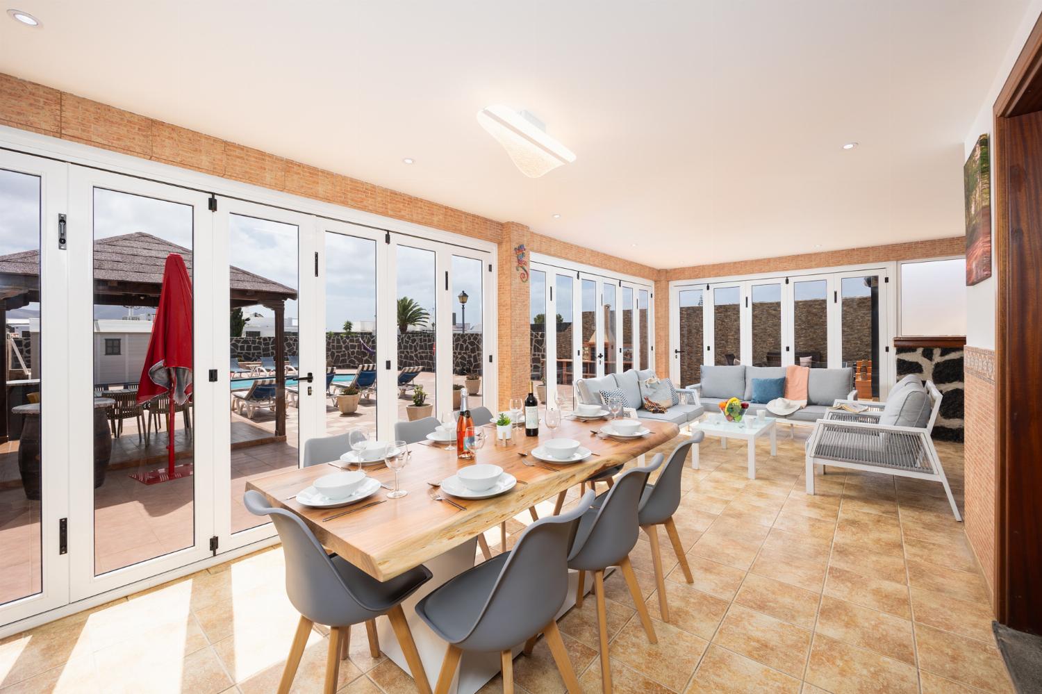 Sun room with dining area