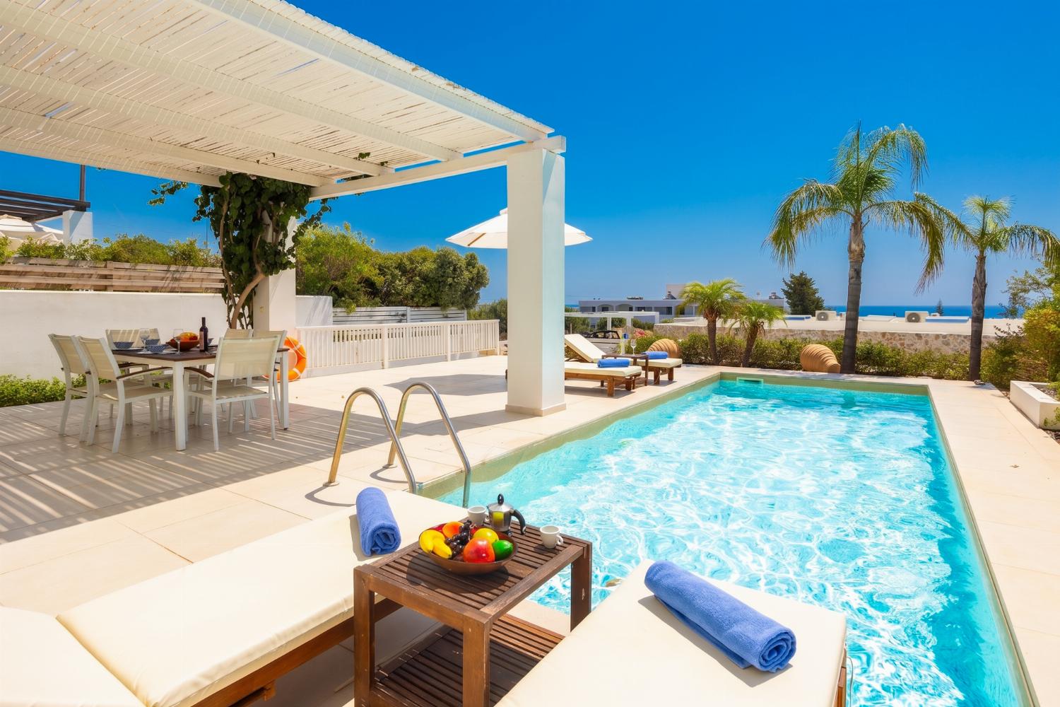 Private pool and terrace with sea views