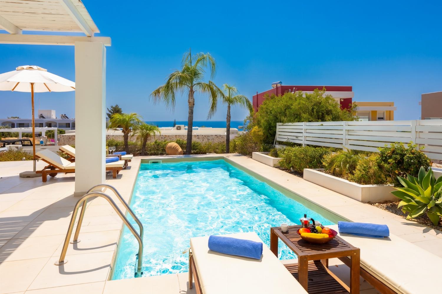Private pool and terrace with sea views
