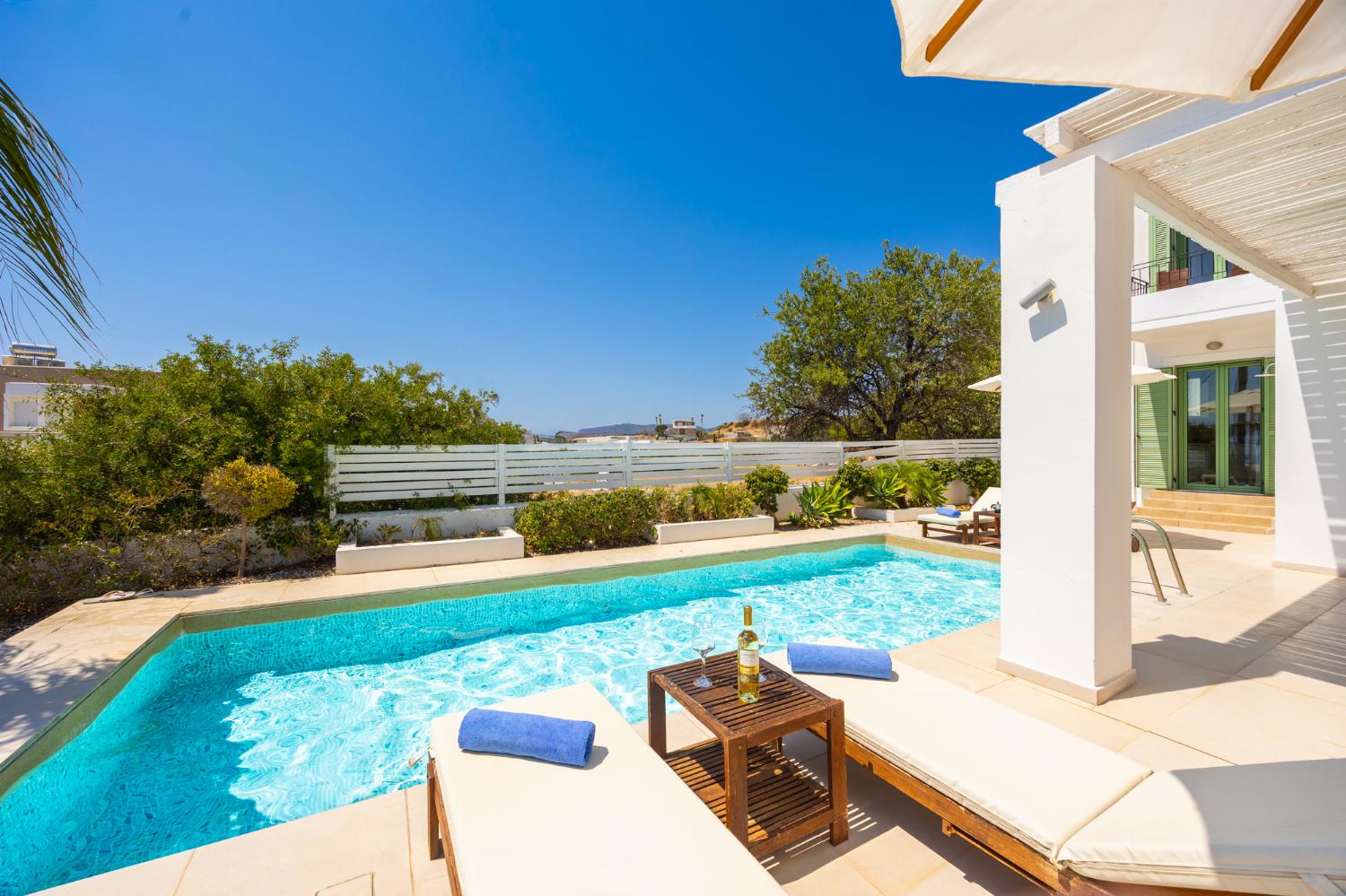 Private pool and terrace with sea views