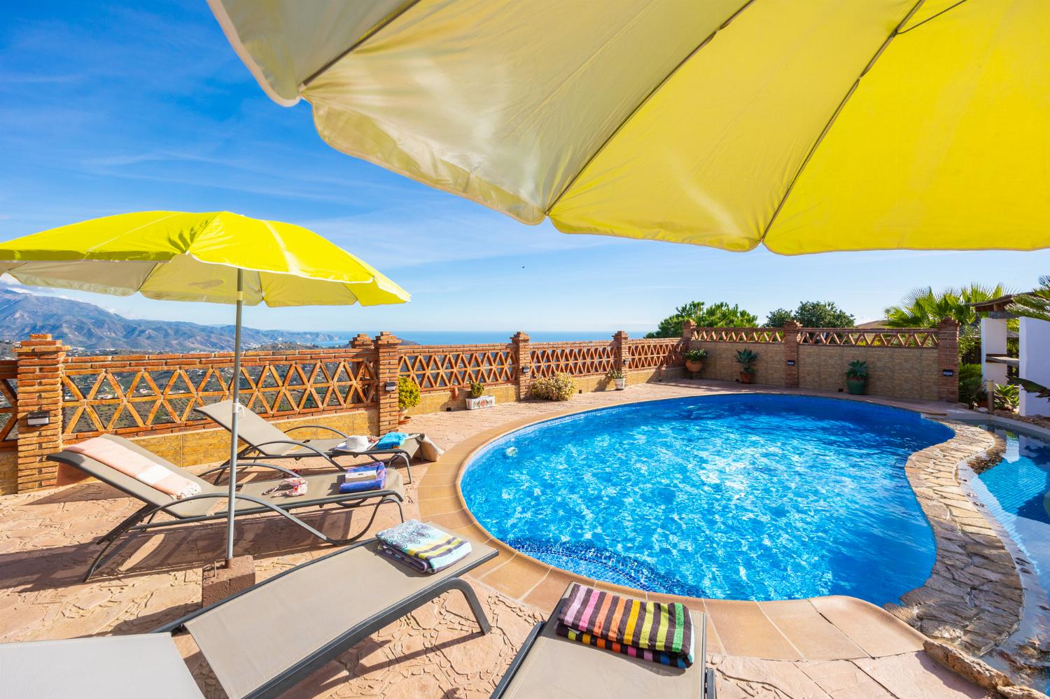 Private pool and terrace with panoramic sea views