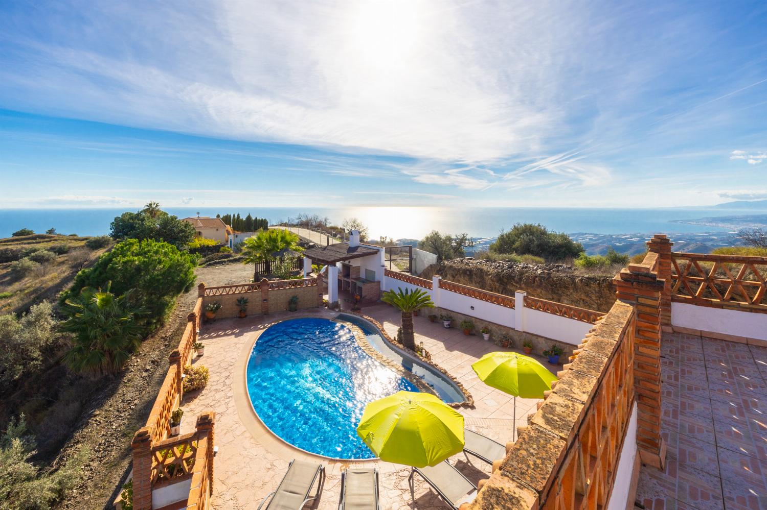 Private pool and terrace with panoramic sea views