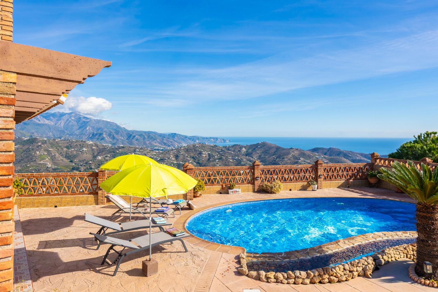 Private pool and terrace with panoramic sea views