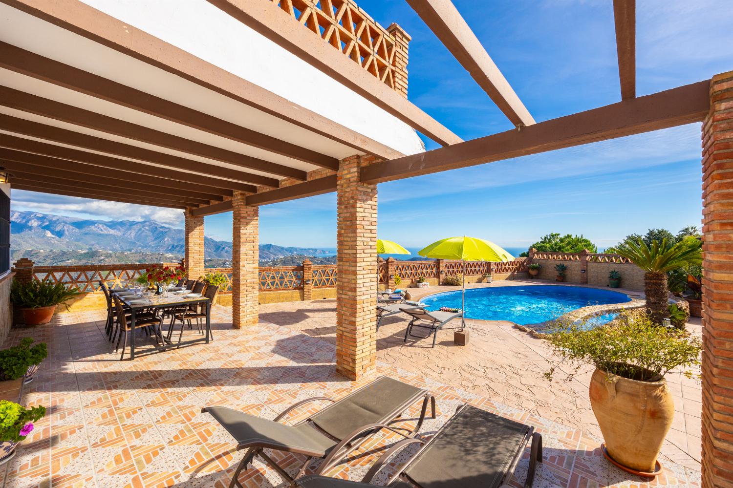 Private pool and terrace with panoramic sea views