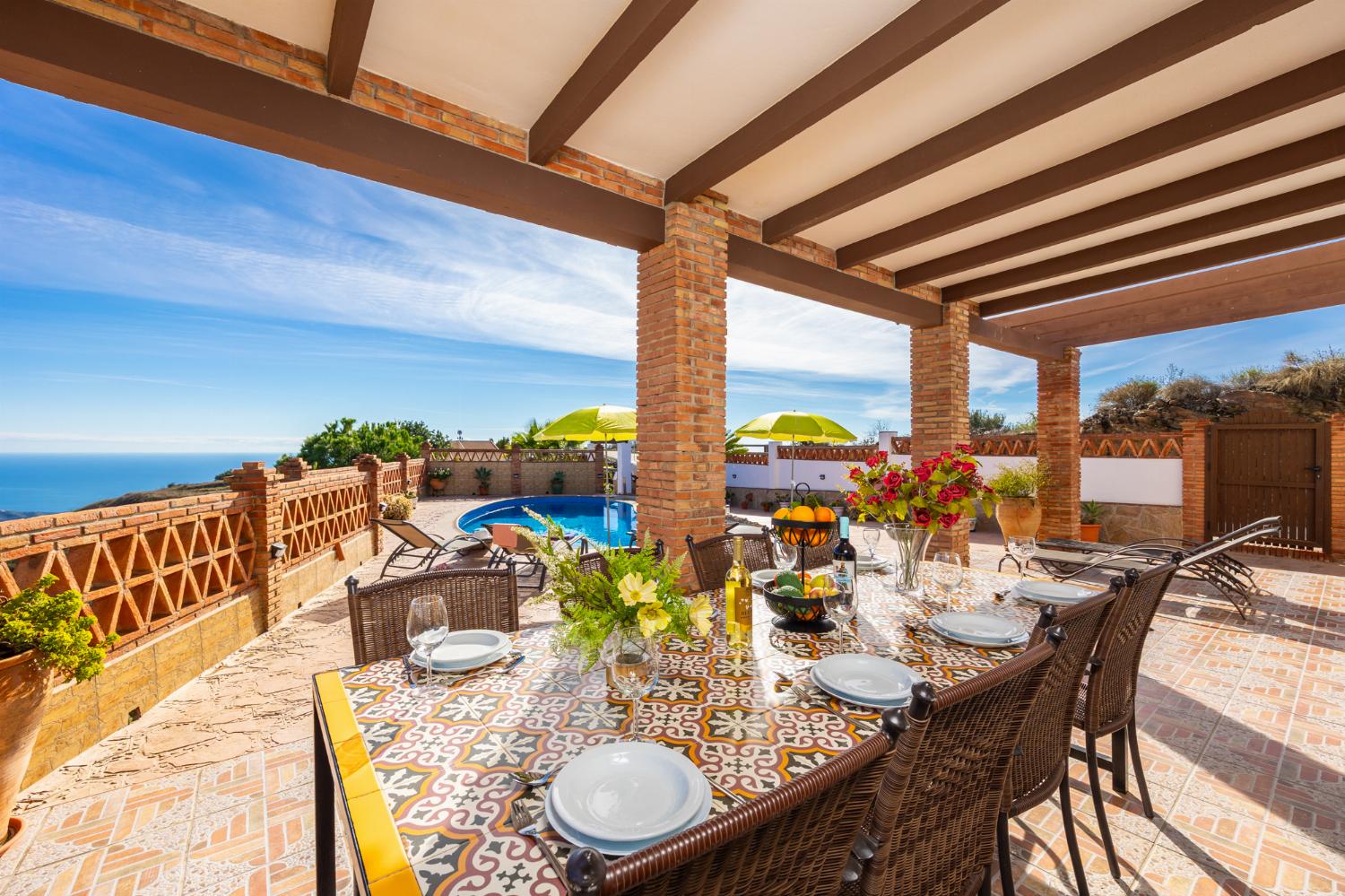 Sheltered terrace area with sea views