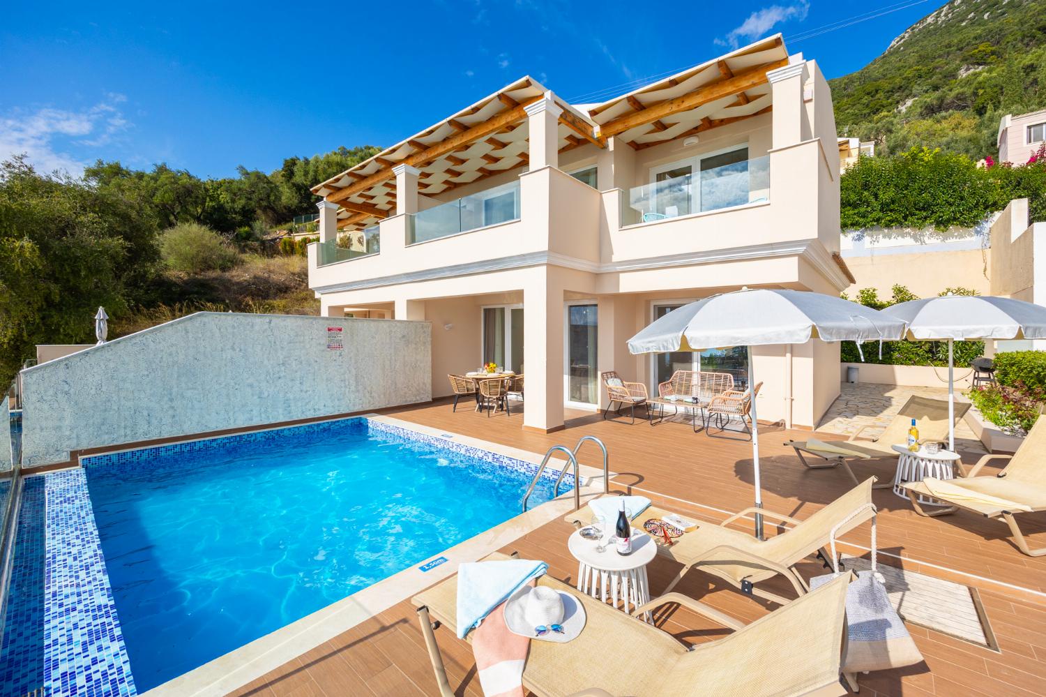 ,Beautiful villa with private pool and terrace with sea views
