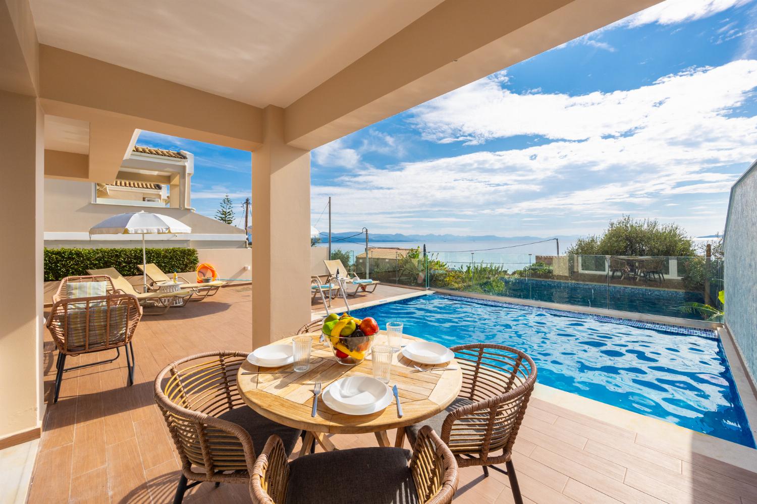 Sheltered terrace area with sea views