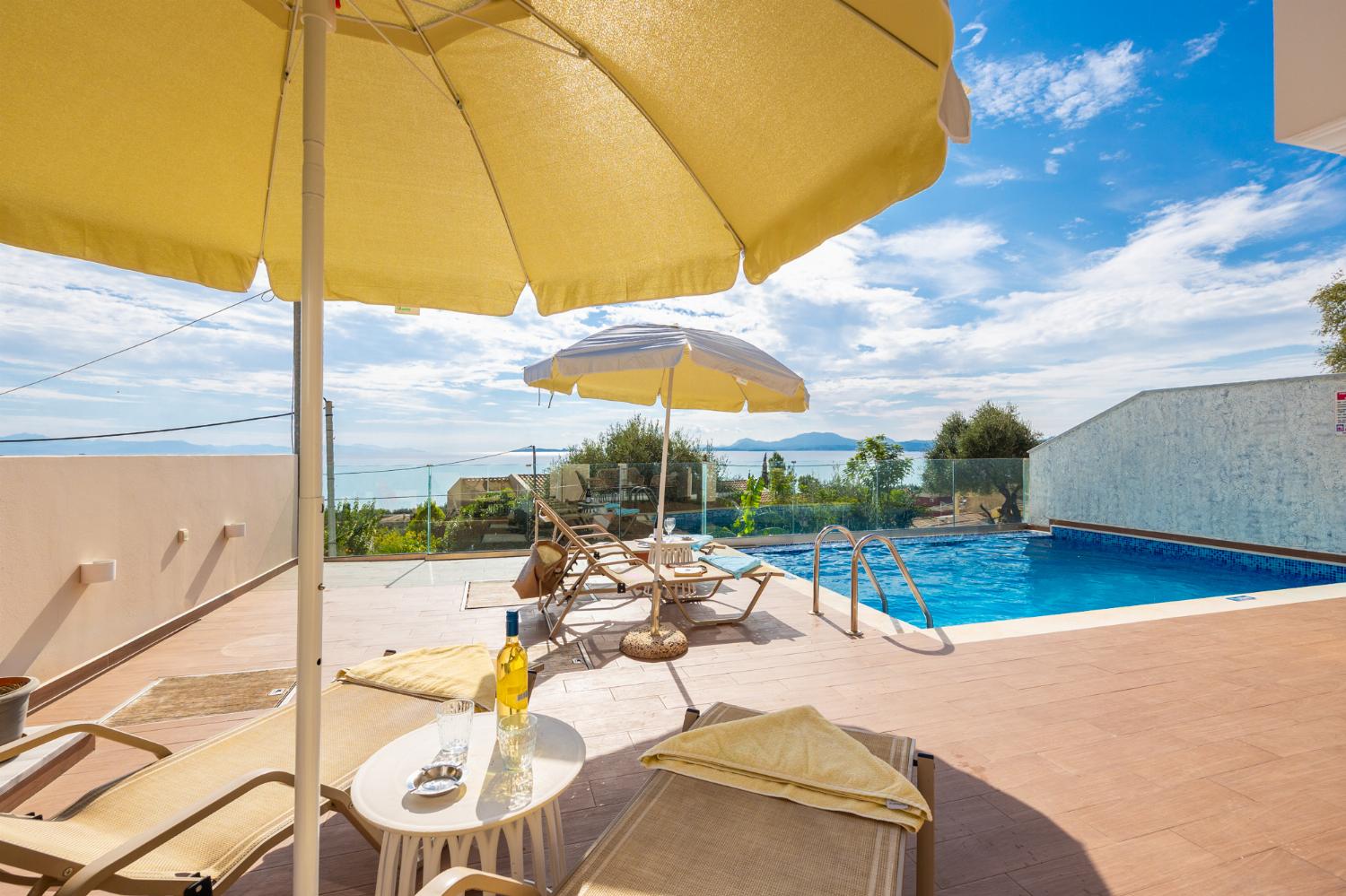 Private pool and terrace with sea views